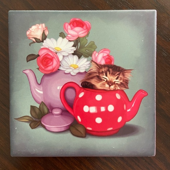 Lot of 11 of Accent & Decor Tile by Maryline Cazenave 4” Ceramic Kittens Puppies - Picture 14 of 16